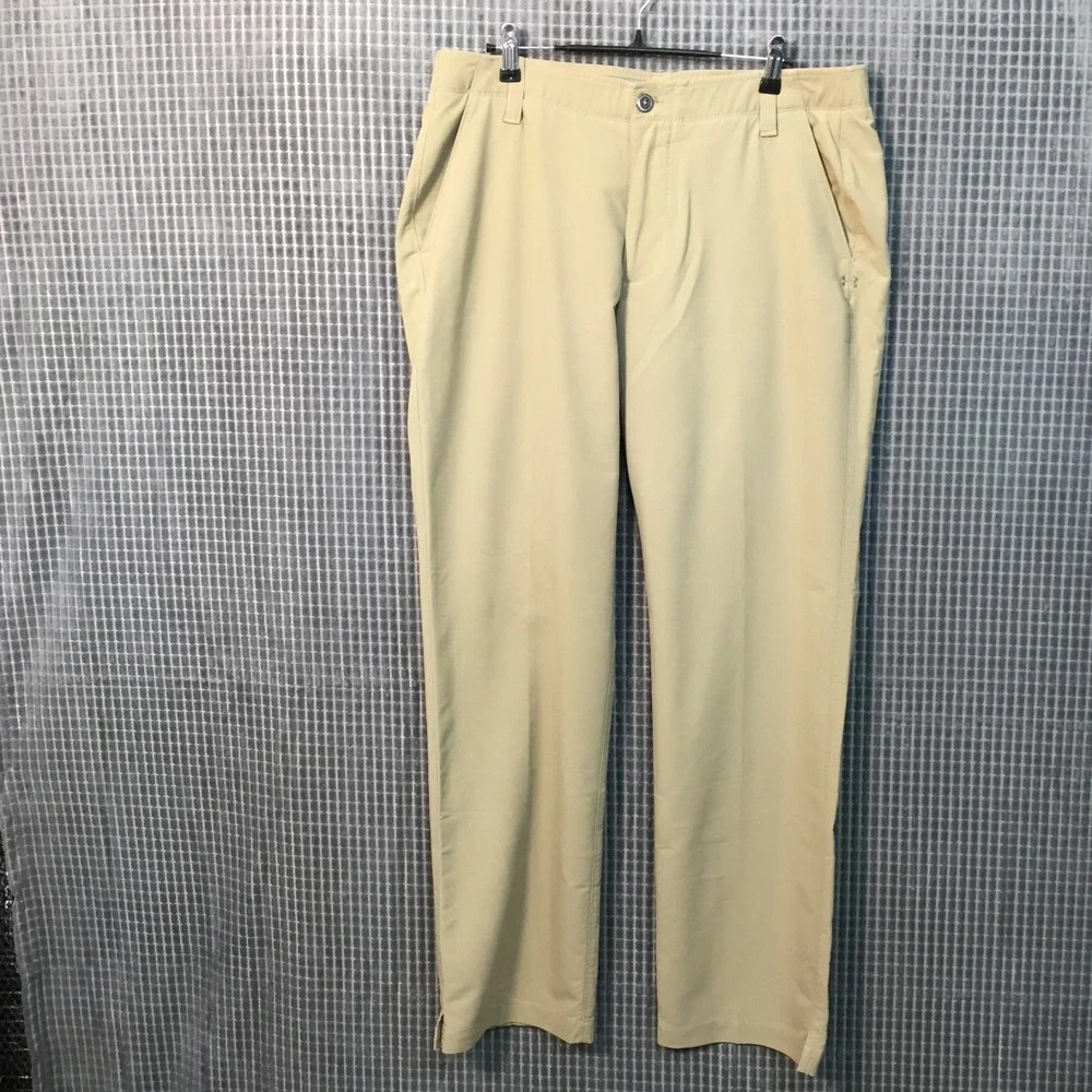 Under Armour Mens Match Play Golf Pants Tan Khaki Performance 36x32